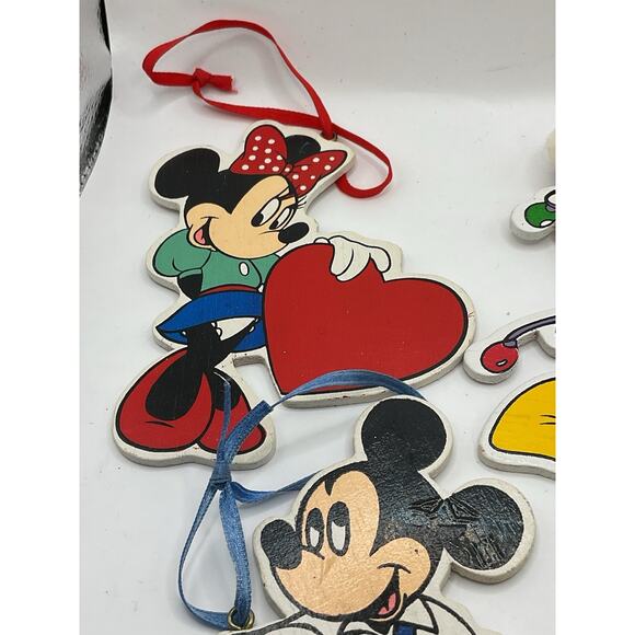 Vintage Disney Kurt S Adler Mickey Minnie Donald Wood Christmas Ornaments Lot 3 - Picture 2 of 5